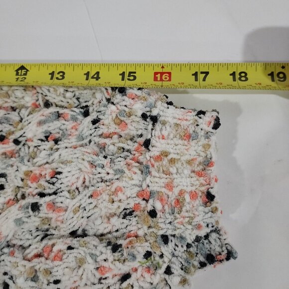 Jessica Simpson White Confetti Multi-Color Cropped Knit Sweater Ribbed Cuff Larg - Picture 8 of 14